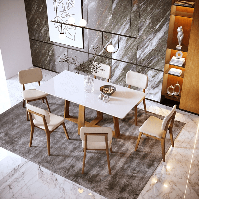 Mesa de jantar retangular design moderno - Ypê - Tendence Móveis